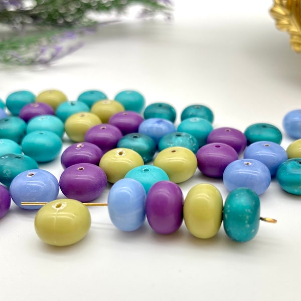 Vintage Rondelle  Beads ( 50 pcs ) , 10mm German Spacer Beads , Acrylic Rondelle Beads
