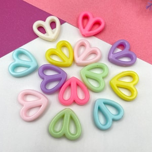 Mixed Color Acrylic Heart Beads , Unique Spacer Beads  , Hearts Plastic Beads ,  High Quality Beads