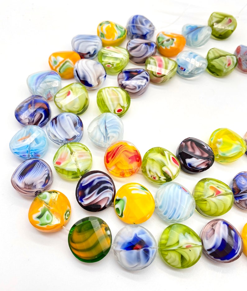 Mix Murano Glass Beads 20x20 mm 15 psc Bracelet Findings , Findings Of Jewelry Lampwork Beads nw image 1