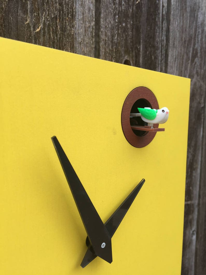 Cuckoo Clock Wall Mount With Cuckoo Bird Daffodil Yellow Etsy