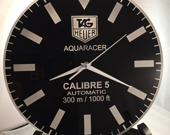 Tag Heuer Aquaracer Calibre 5 Dial Face Wall Clock, Wall Clock, Christmas Present, Game Room Clock, Man Cave Clock