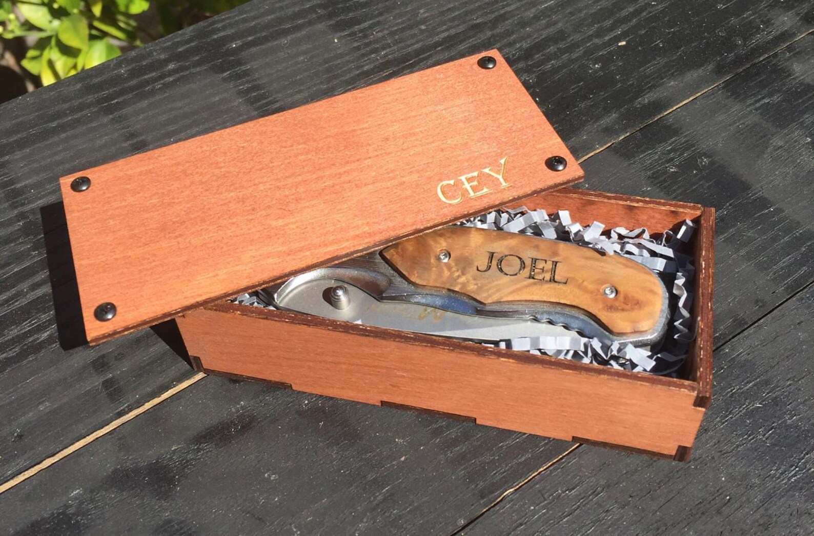 Engraved Tactical Folding Pocket Knife in Wooden Gift Box Etsy
