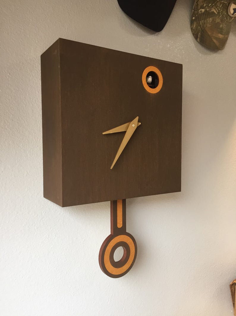 Cuckoo Clock Wall Mount with Cuckoo bird Walnut with Oak Etsy