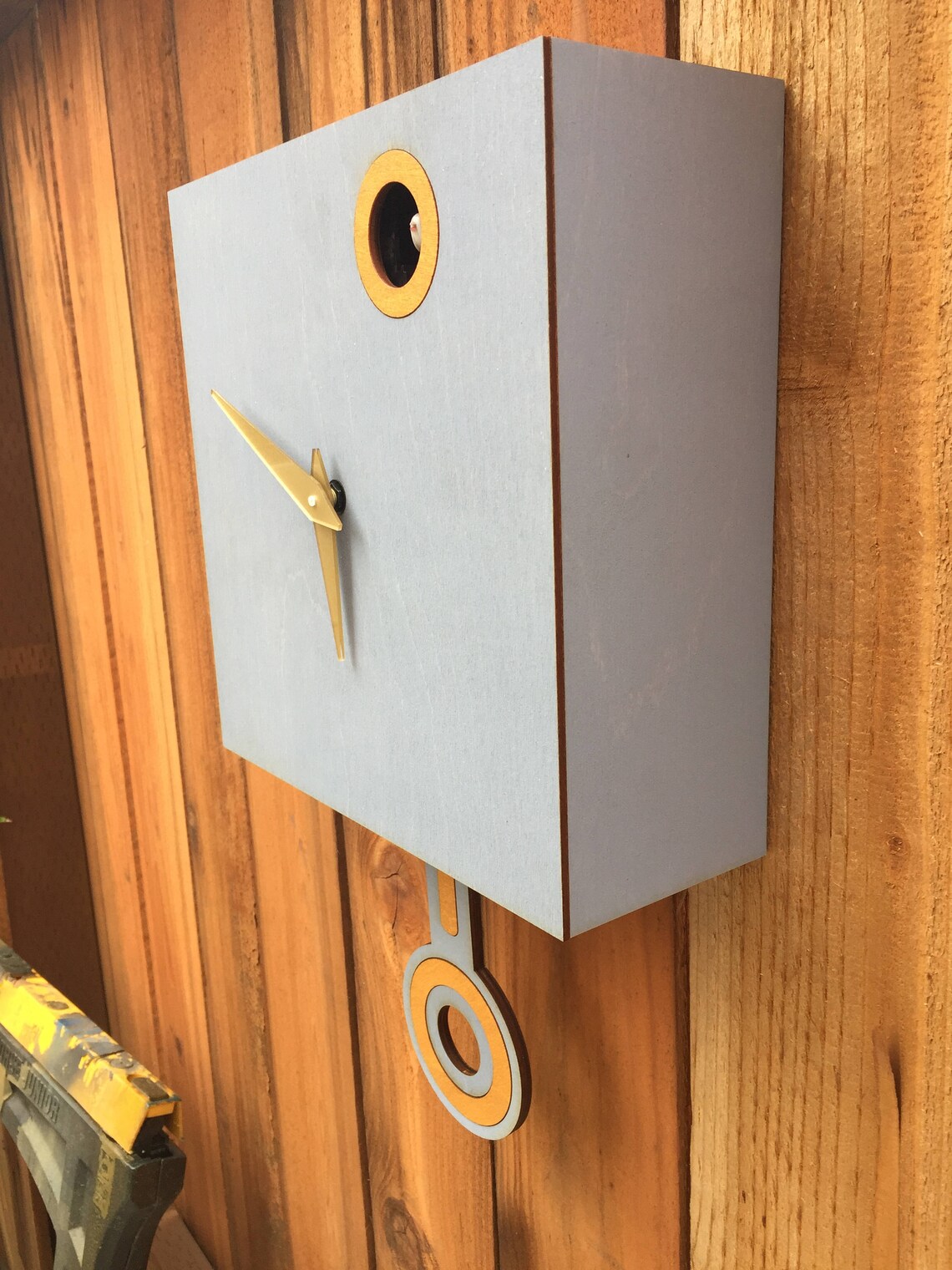 Cuckoo Clock Wall Mount With Cuckoo Bird Washed Grey With Etsy UK