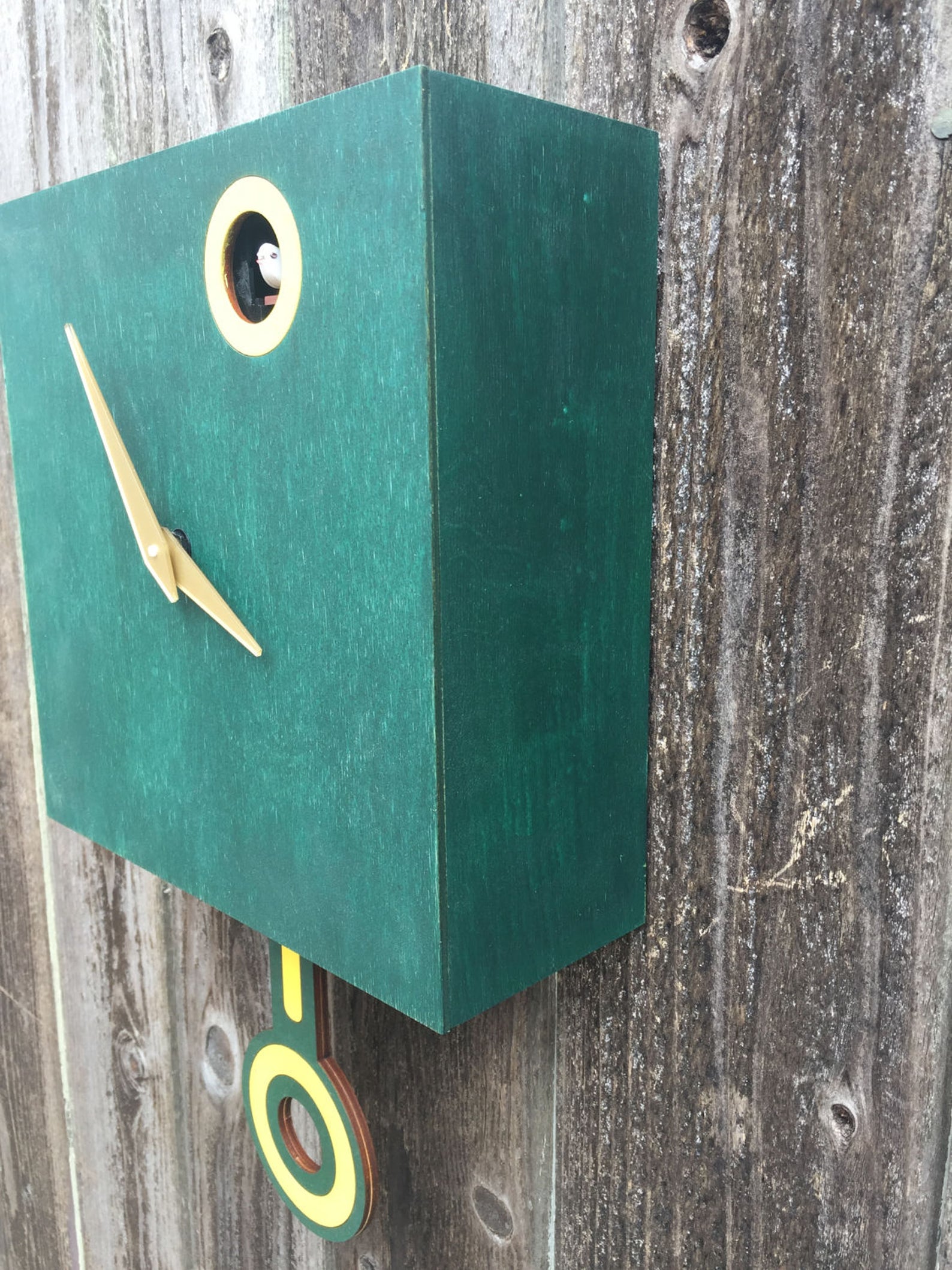 Cuckoo Clock Wall Mount With Cuckoo Bird Hunter Green With Etsy