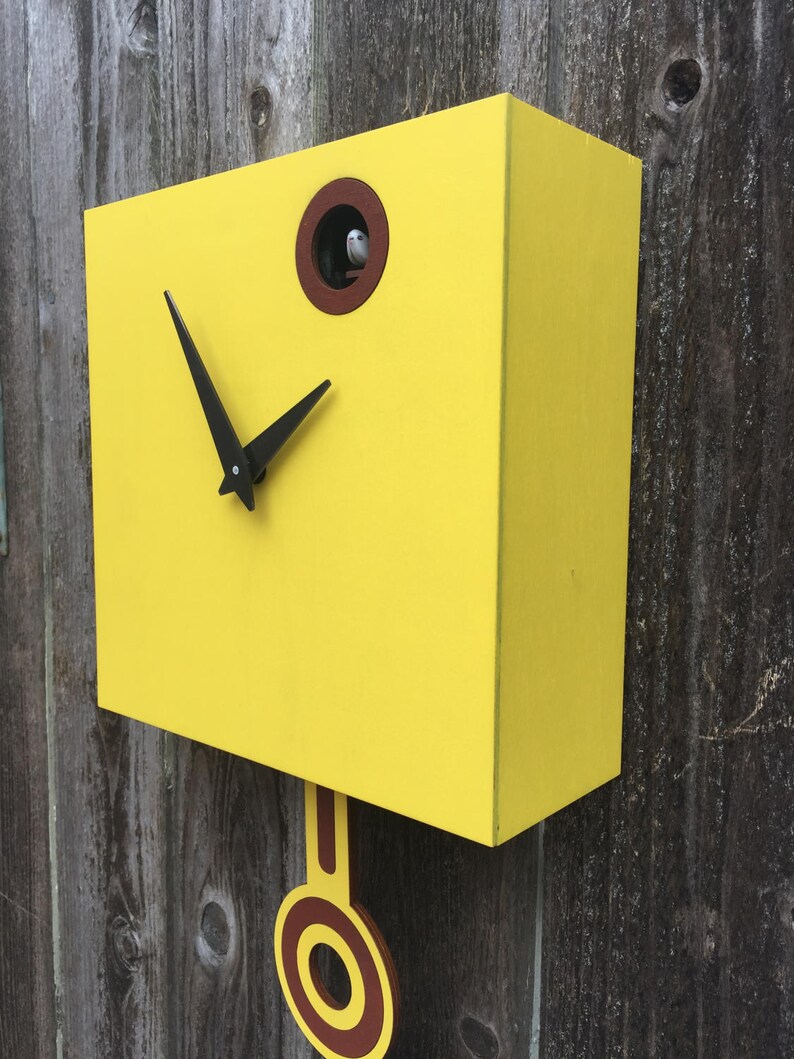 Cuckoo Clock Wall Mount With Cuckoo Bird Daffodil Yellow Etsy