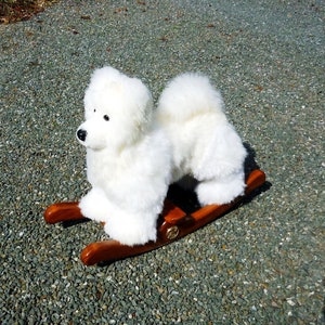 Samoyed puppy rocking toy. Fluffy sheepskin Samoyed puppy. Husky puppy. Eskimo Dog. .Spitz Puppy image 1