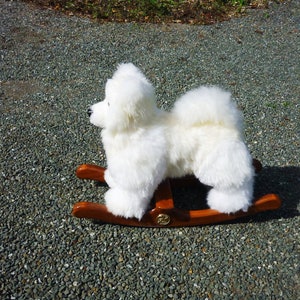 Samoyed puppy rocking toy. Fluffy sheepskin Samoyed puppy. Husky puppy. Eskimo Dog. .Spitz Puppy image 2