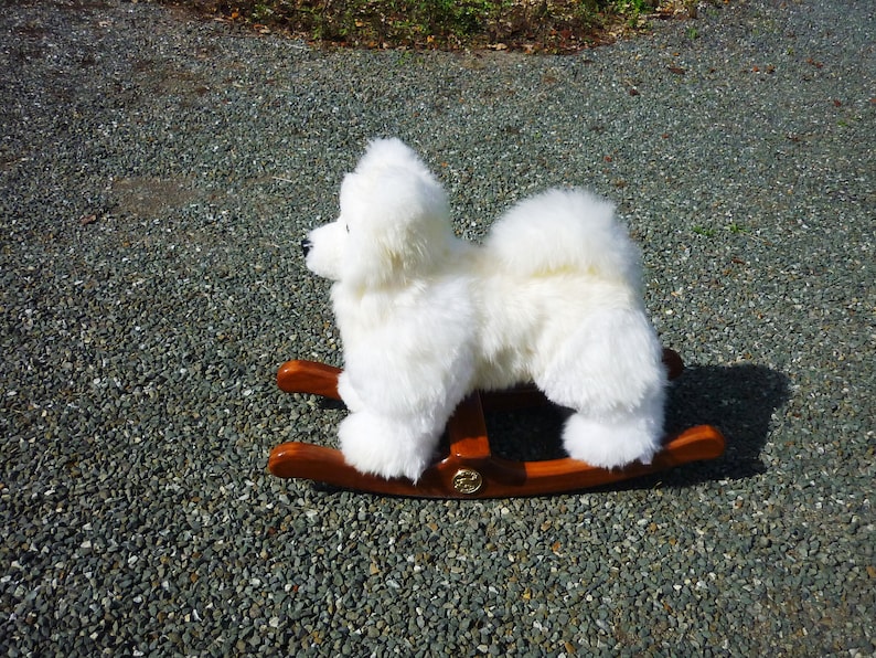 Samoyed puppy rocking toy. Fluffy sheepskin Samoyed puppy. Husky puppy. Eskimo Dog. .Spitz Puppy image 2