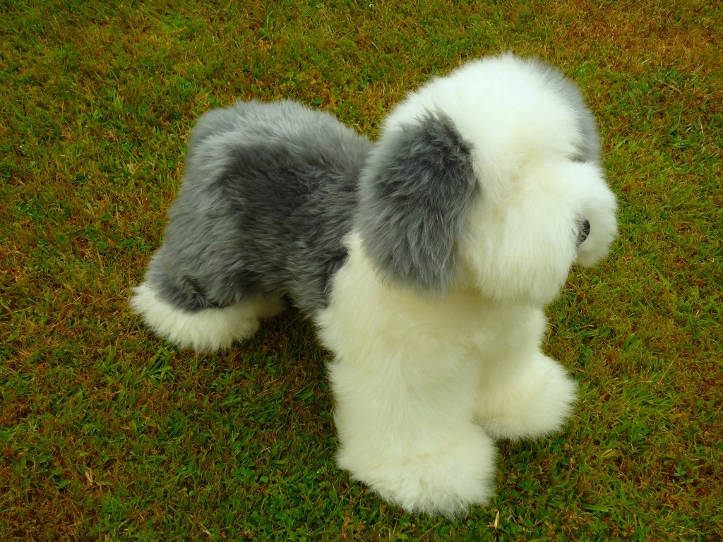 Old English Sheepdog. Genuine Sheepskin Rocker. Fluffy 