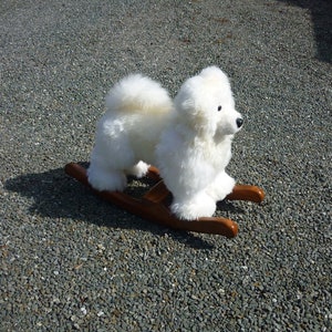 Samoyed puppy rocking toy. Fluffy sheepskin Samoyed puppy. Husky puppy. Eskimo Dog. .Spitz Puppy image 4