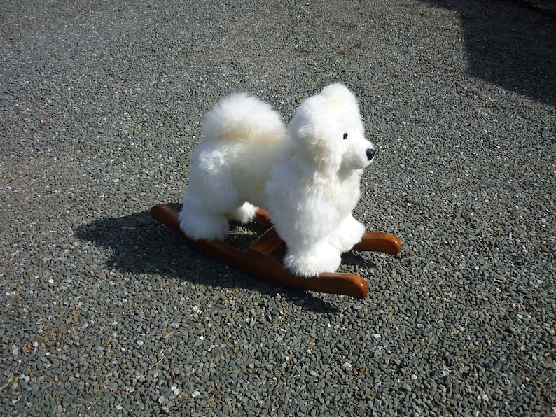 Samoyed puppy rocking toy. Fluffy sheepskin Samoyed puppy. Husky puppy. Eskimo Dog. .Spitz Puppy image 4