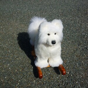 Samoyed puppy rocking toy. Fluffy sheepskin Samoyed puppy. Husky puppy. Eskimo Dog. .Spitz Puppy image 3