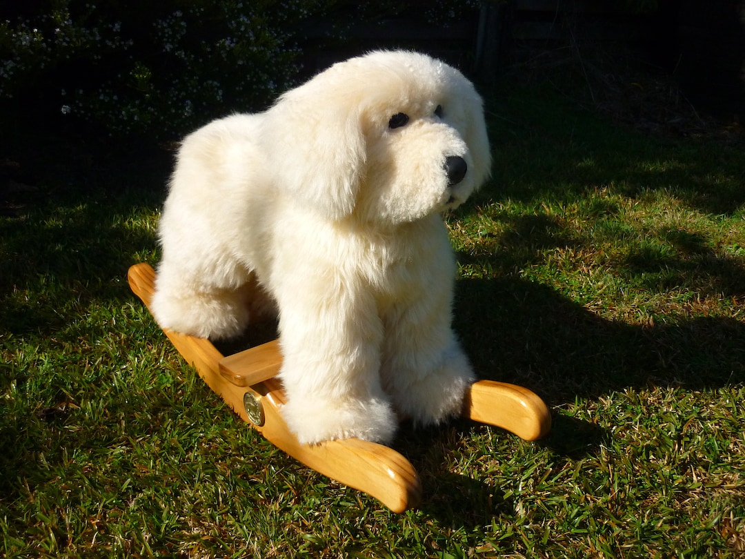 Old English Sheepdog. Genuine Sheepskin Rocker. Fluffy 