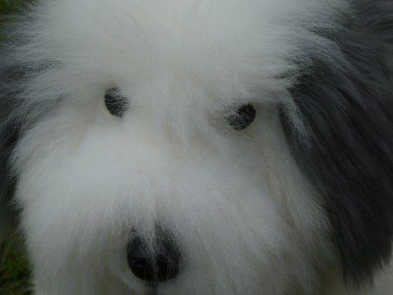 Ancien Chien De Berger Anglais Rocker De Peau De Mouton Véritable Chien De Berger Moelleux Chambre Denfant