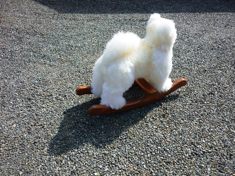 Samoyed puppy rocking toy. Fluffy sheepskin Samoyed puppy. Husky puppy. Eskimo Dog. .Spitz Puppy image 5