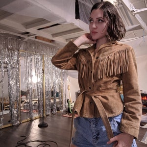 Vintage Leather Suede Fringe Jacket Small