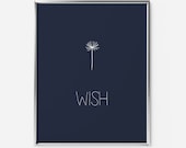 Dandelion wish minimalist art print for nursery makes a great inspirational gift for a friend or the new baby