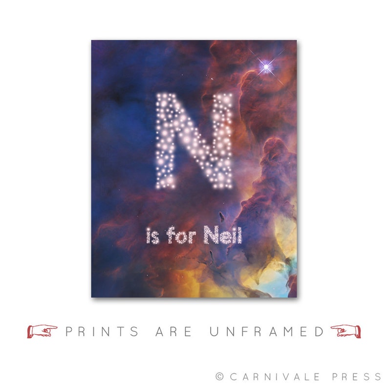 Personalized Baby Name Space Themed Nursery Wall Art Decor Etsy