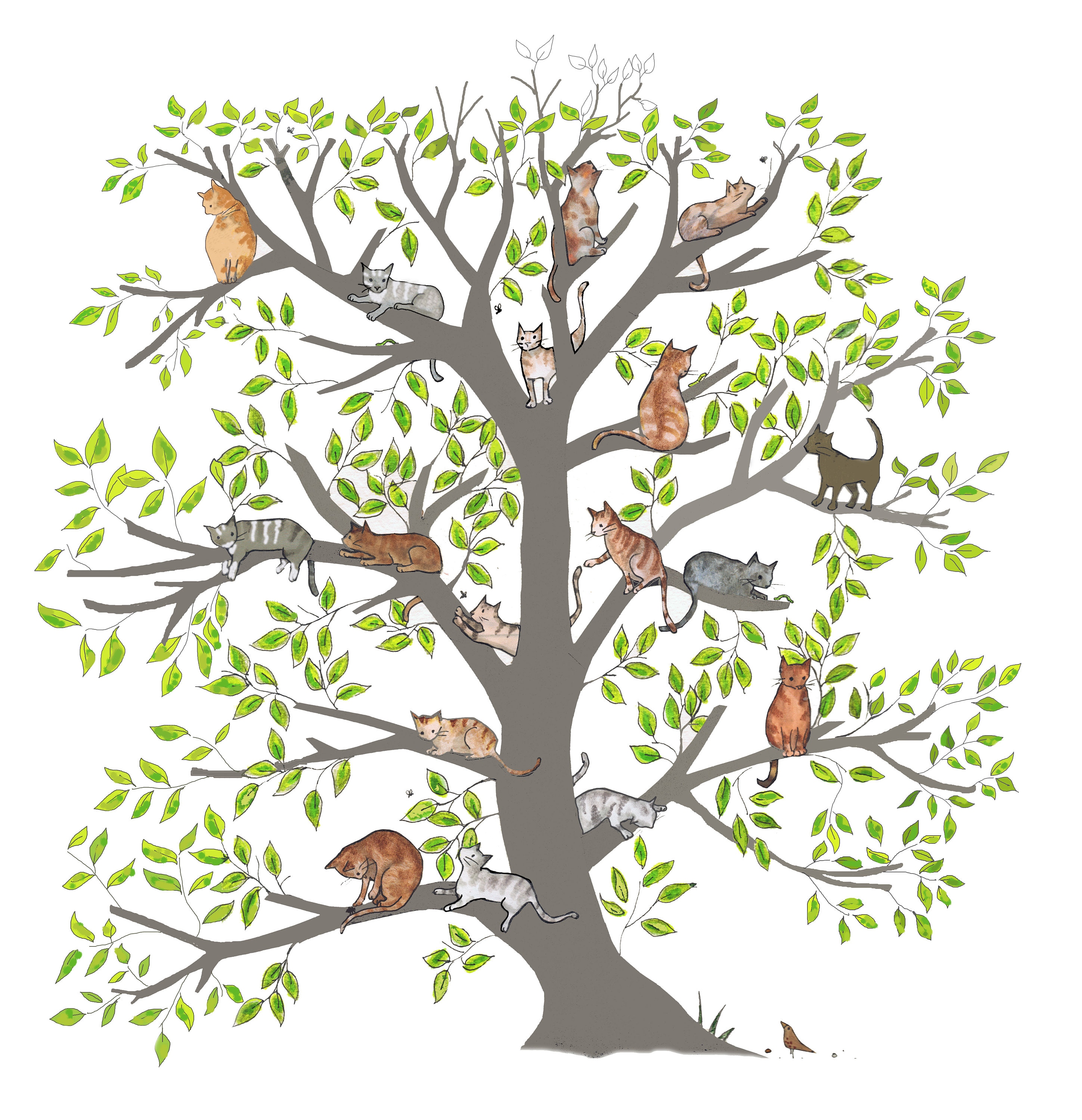 TREE CATS . A Leafy Green Tree Filled With Lots of Different Etsy UK