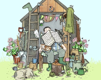 SHED HEAVEN. Hard at work in the garden or down the allotment !A stolen moment of relaxation.