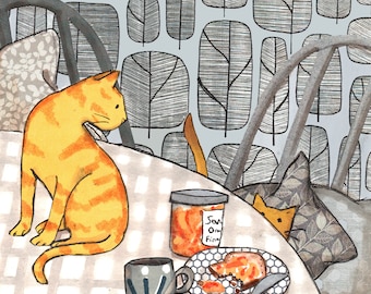 TOAST AND MARMALADE und Ginger the Wunderschöne. Eine Auswahl von zwei Katzen Karten in schönen Farben.