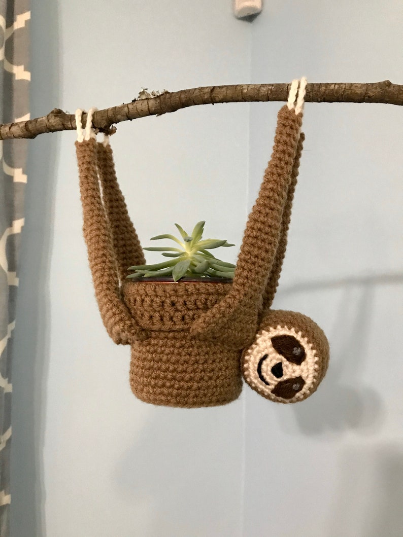 Crochet Sloth Plant Hanger - Etsy