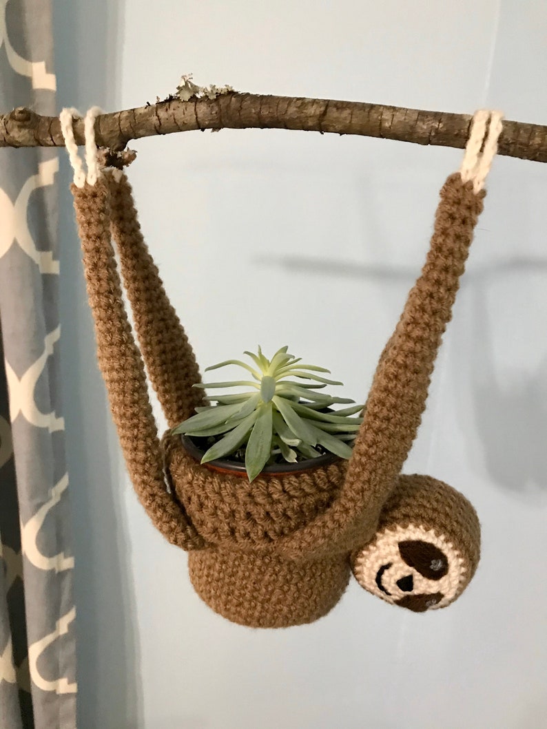 Crochet Sloth Plant Hanger - Etsy