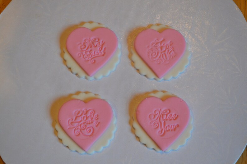 Fondant Heart Cupcake Topper Fondant Love Cupcake Topper Etsy