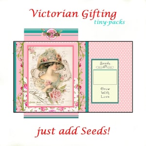 VikkiVines ~ plaisir vintage et prix ! TINY-PACKS, ajoutez simplement des graines ! Cadeau victorien, emballage vintage, vacances, anniversaires, jardin de printemps