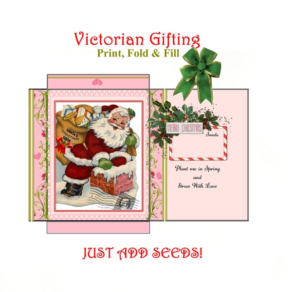 VikkiVines~TINY-PACKS~ Shabby Chic' Christmas! Print, Fold and Fill with Fun Seeds! Little Gifts, Tags, Cards, Tree Ornaments H2