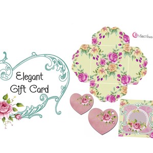 Élégance VINTAGE VikkiVines. Jeu de cartes-cadeaux. Rose shabby chic avec des roses. Romance numérique victorienne. Journal, album, mot d'amour.