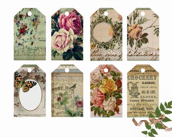 VikkiVines~ENDLESS CREATIONS Mix, Match, Overlay Vintage Inspired Printable Gift, Labels, Journaling Tags~8 Designs-3 Sizes~Endless Fun!