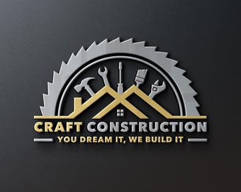 Construction Logo Design | Construction Company Logo | Home Remodeling Business Logo | Home Repair Services Logo | Handyman Services Logo