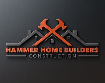 Bau Logo | Hammer Design | Dachdeckerbetrieb | Handwerkerservice | Konstruktion Design | Architekten Logo | Dachdecker | Home Reparatur Logo