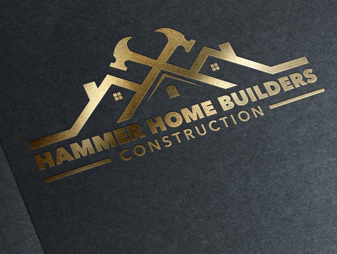 Construction Logo Hammer Design Roofing Business Etsy