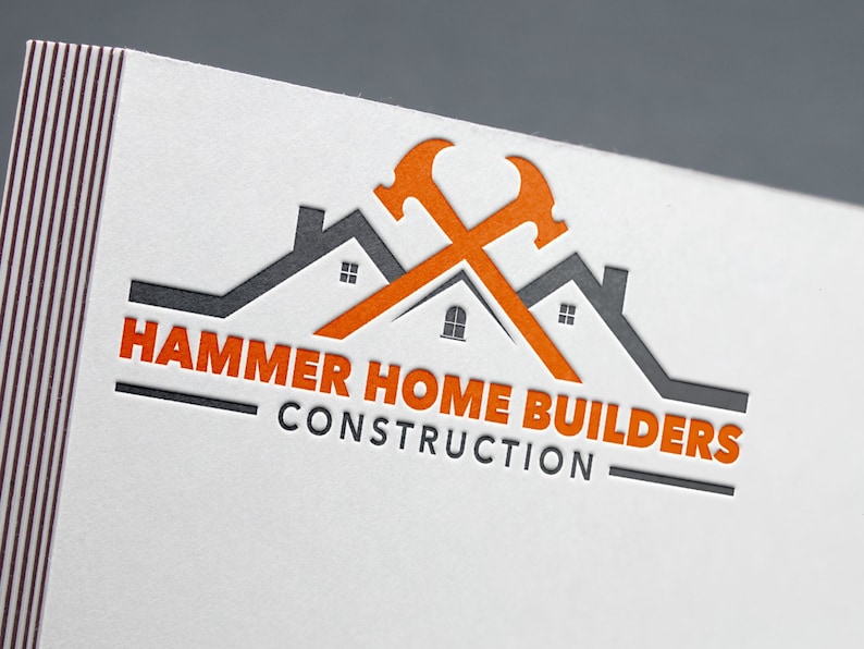 Construction Logo Hammer Design Roofing Business Etsy