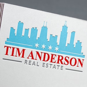 Design del logo immobiliare / Chicago Real Estate / Agente immobiliare di Chicago / Skyline di Chicago / Logo di Chicago / Chicago / Logo Design / Logo dell'agente immobiliare