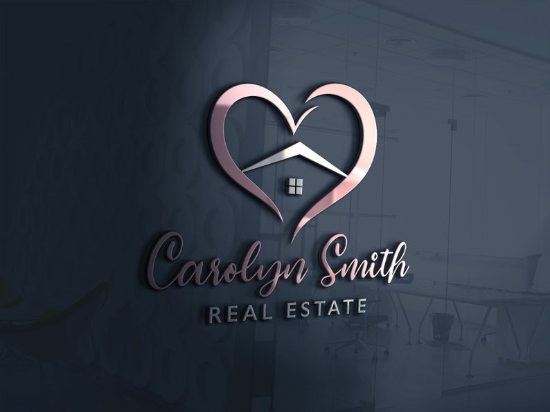 Real Estate Logo Heart Logo Realtor Logo Design Heart Etsy