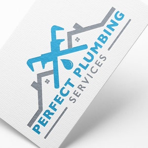Design del logo / Idraulici / Idraulico / Attività idrauliche / Azienda idraulica / Gocce d'acqua / Chiave inglese / Servizi di riparazione domestica / Logo tuttofare