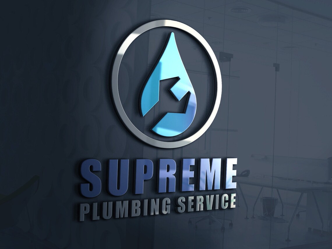Plumbing Services Plumber Logo Design Water Drop Etsy