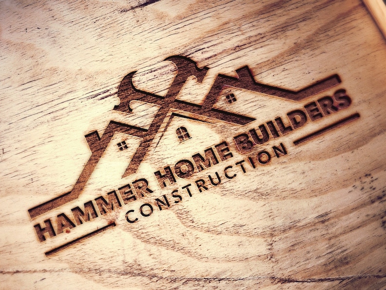 Construction Logo Hammer Design Roofing Business Etsy