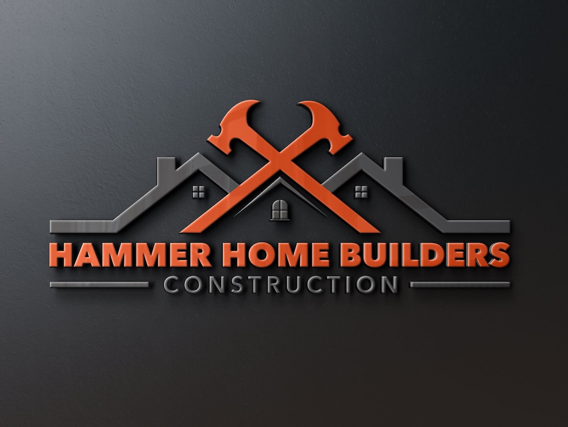 Construction Logo Hammer Design Roofing Business Etsy