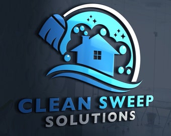 Modern Logo Design Cleaning Business | Cleaning Company Design | Personalized | House Cleaning Logo | Office Cleaning Logo | Broom Logo