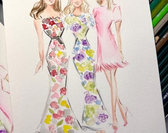 Watercolor Guest Portraits, Maryland Wedding Painter, Wedding Favors, Live Wedding painting, Wedding Guest Portraits, Guest Illustrations