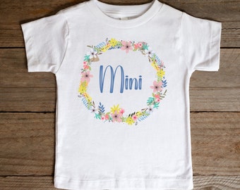 Mini chemise pour tout-petit, chemises assorties pour maman et mini, chemises pour la fête des mères, t-shirt pour tout-petit, t-shirts de famille, ensembles assortis, jolie chemise à fleurs