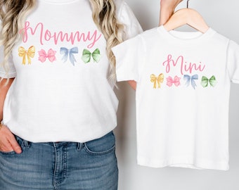 Peuter Mini Coquette Bow t-shirt, Matching Set, Peuter t-shirt, T-shirt voor kleine meisjes, Mama en Ik set, Moederdag, Mama en Mini Set