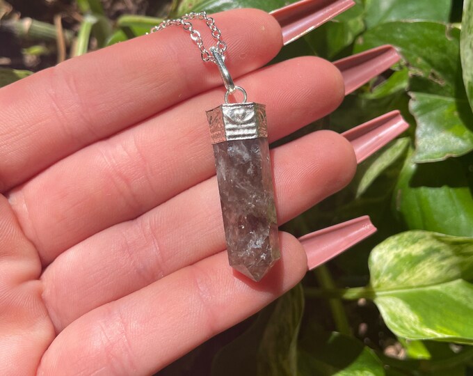 Smokey Quartz Necklace | Polished Silver Crystal Point Jewelry for Layering
