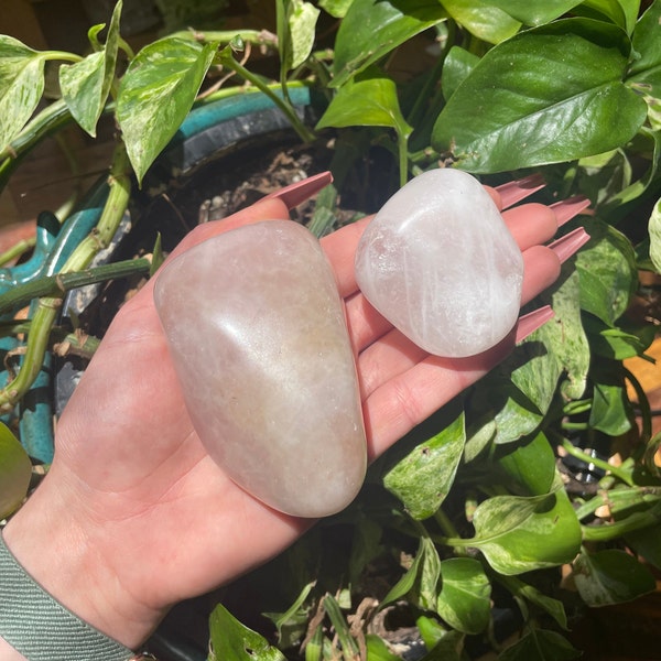 Jumbo Rose Quartz Tumble | Extra Large Polished Crystal Palm Stone