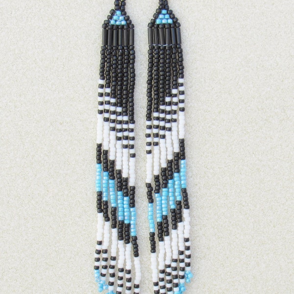 Beaded fringe earrings, tribal earrings, hand made jewelry, hand made earrings, fringe earrings, Native American inspired